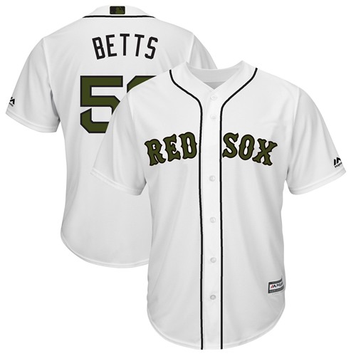 Red Sox #50 Mookie Betts White New Cool Base 2018 Memorial Day Stitched MLB Jersey